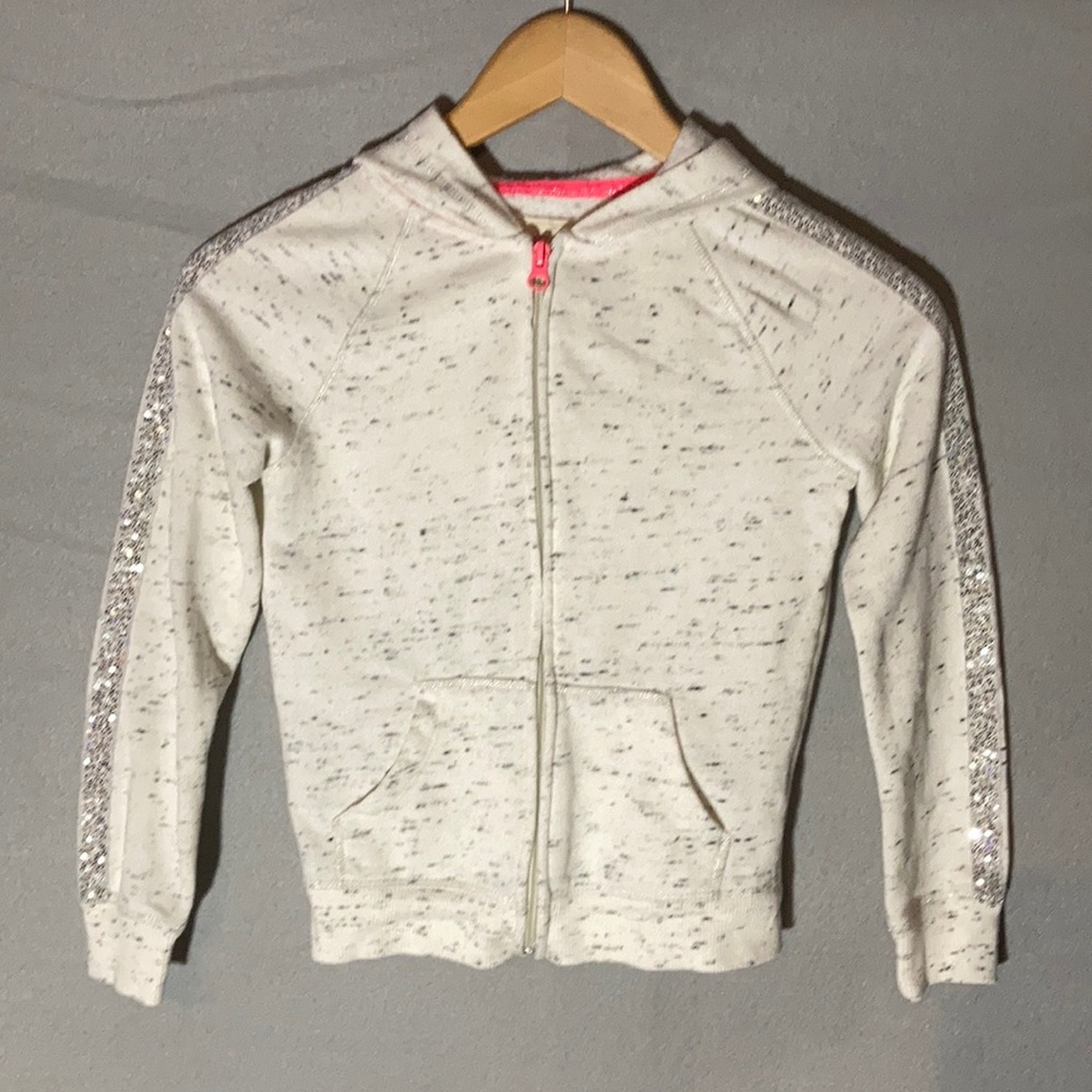 White/black zip front hoodie Sz 7/8